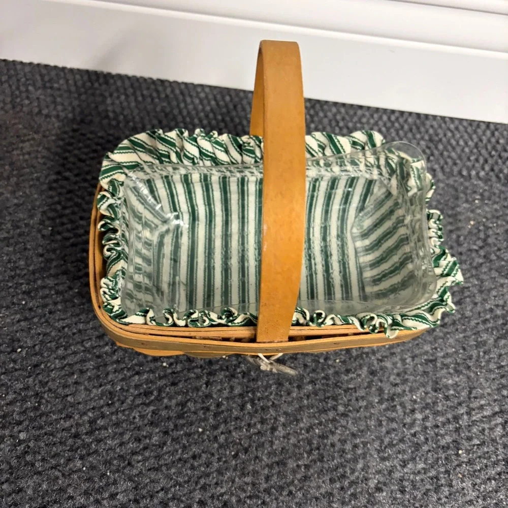Longaberger 1997 Sweetheart Sweet Treats Basket Green Accent Liner Protector